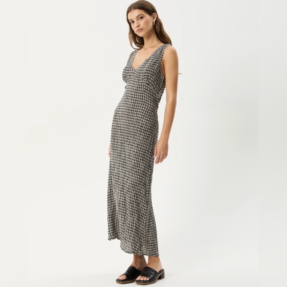 Afends Black & White Checked Maxi Dress